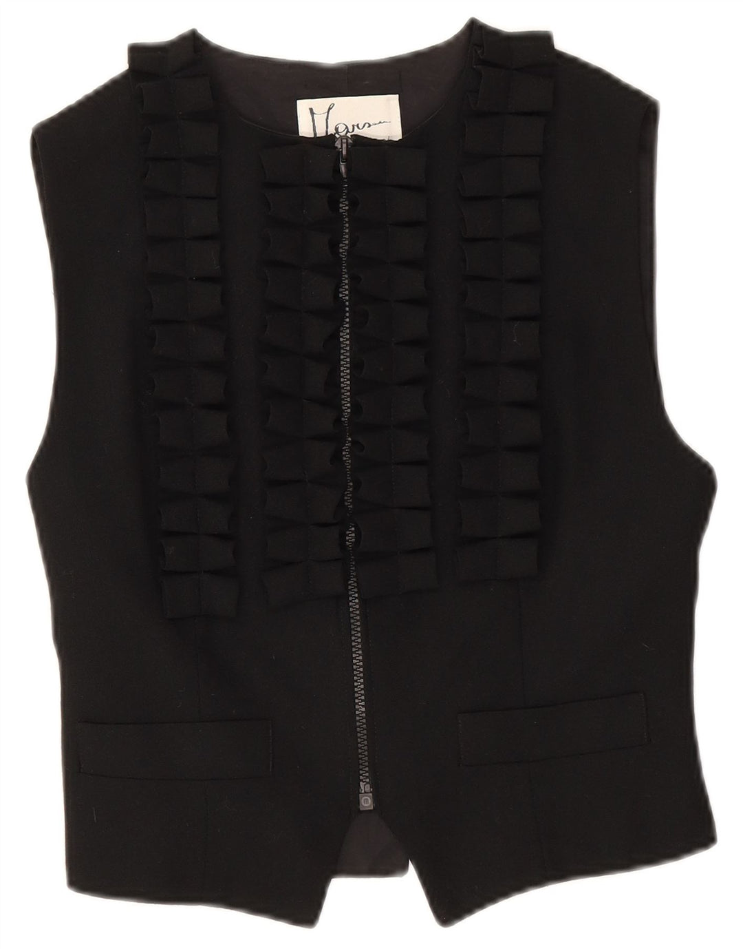Vintage damevest UK 16 Lille sort uld