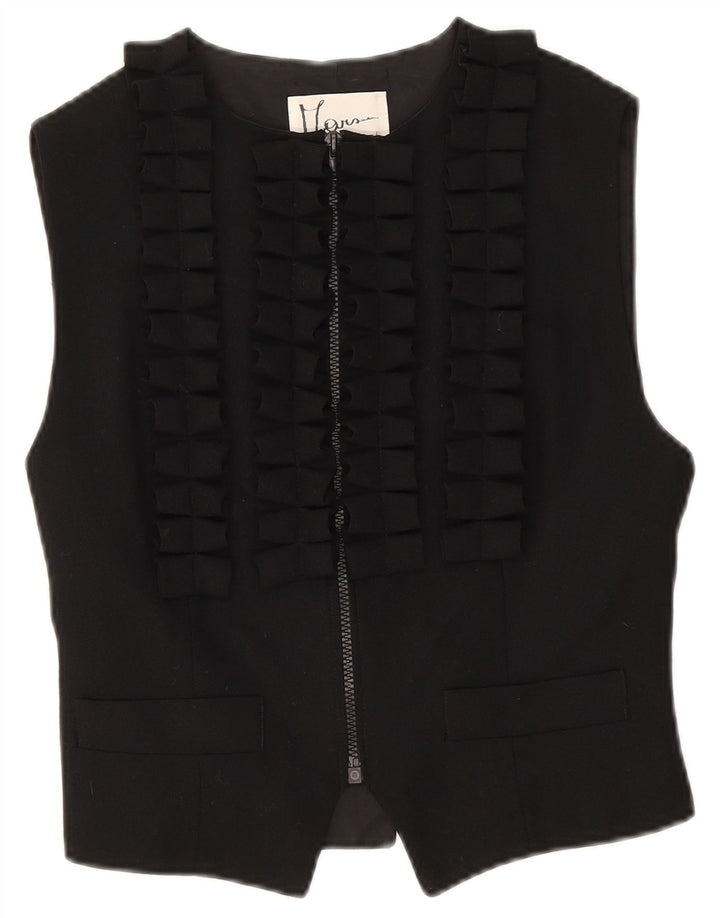 Vintage damevest UK 16 Lille sort uld