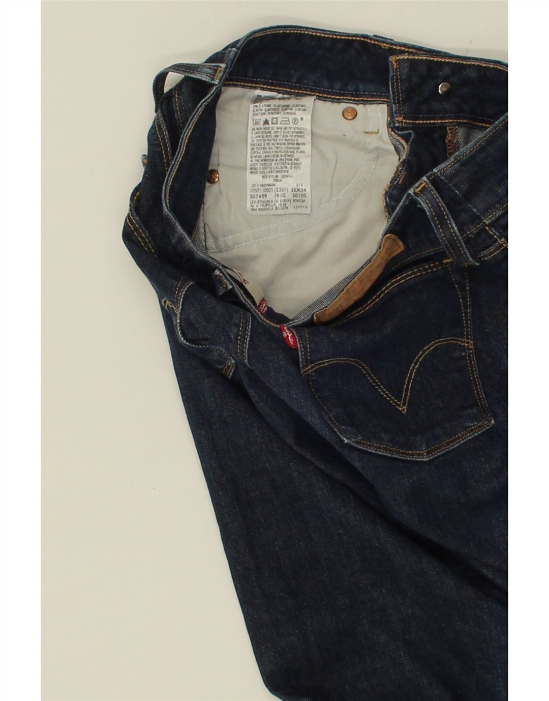 LEVI'S Womens 571 Slim Jeans W26 L27 Navy Blue Cotton Vintage Levi's and Second-Hand Levi's from Messina Hembry 