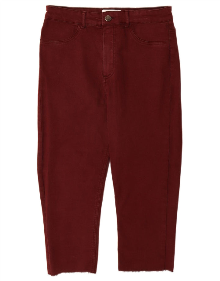 Zara Dame Capri Jeans EU 40 Medium W30 L18 Burgundy