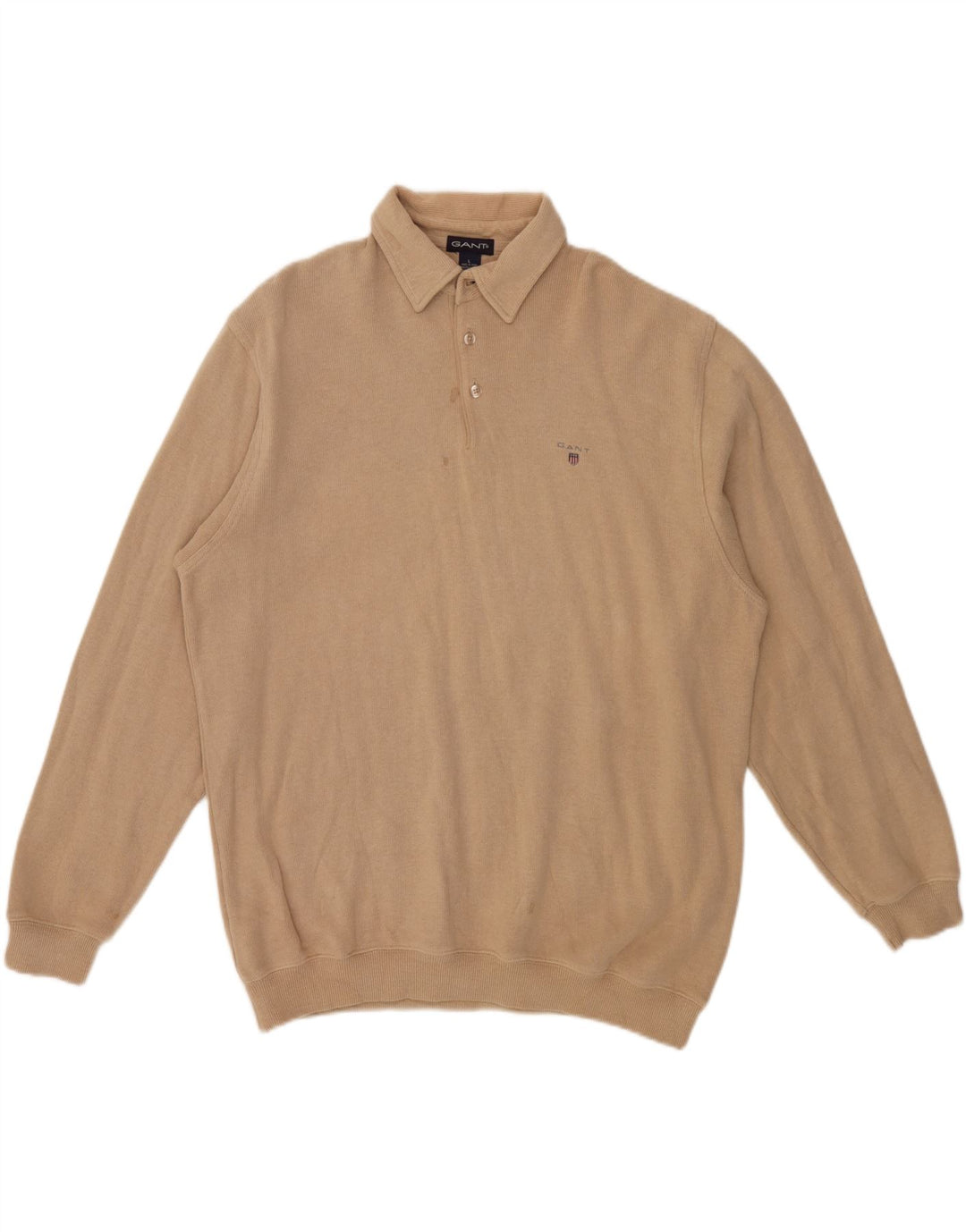 Gant Herre Polo Neck Jumper Sweater Stor Beige Bomuld