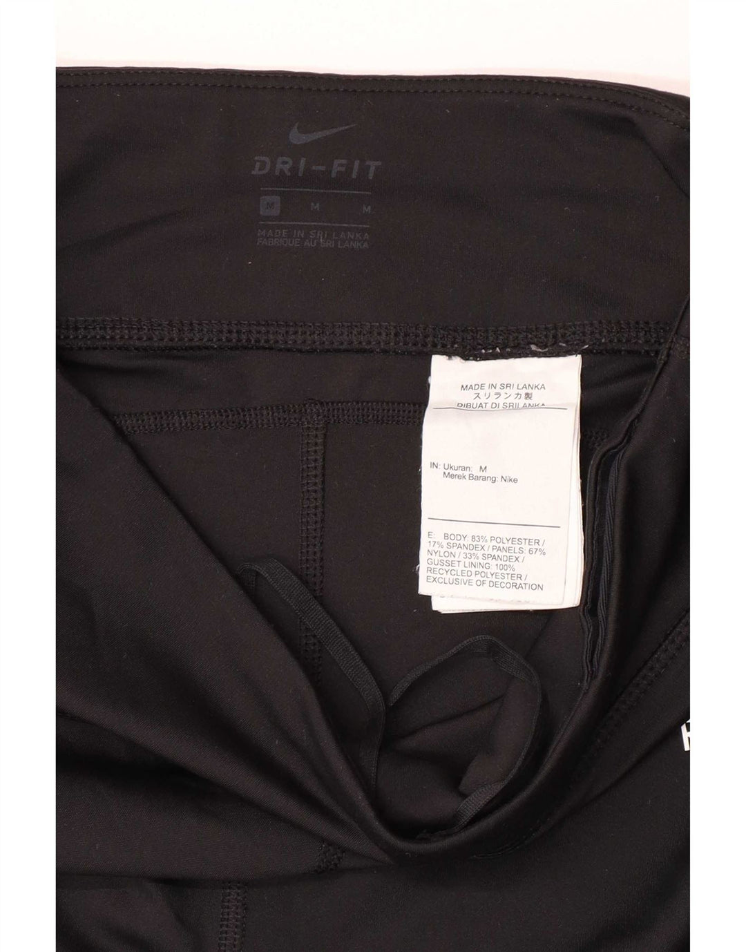 Nike Dame Dri Fit Grafiske Leggings UK 12 Medium Sort Polyester