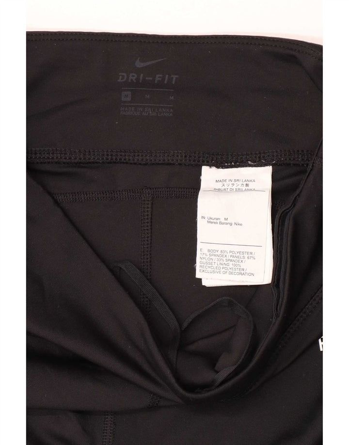 Nike Dame Dri Fit Grafiske Leggings UK 12 Medium Sort Polyester