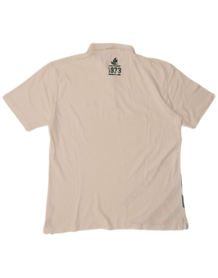 Fila Herre grafisk poloshirt Stor hvid Colourblock Bomuld