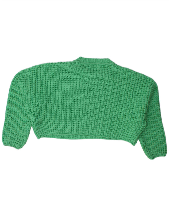 Zara Womens Crop Oversized Crew Neck sweater UK 14 Medium Green