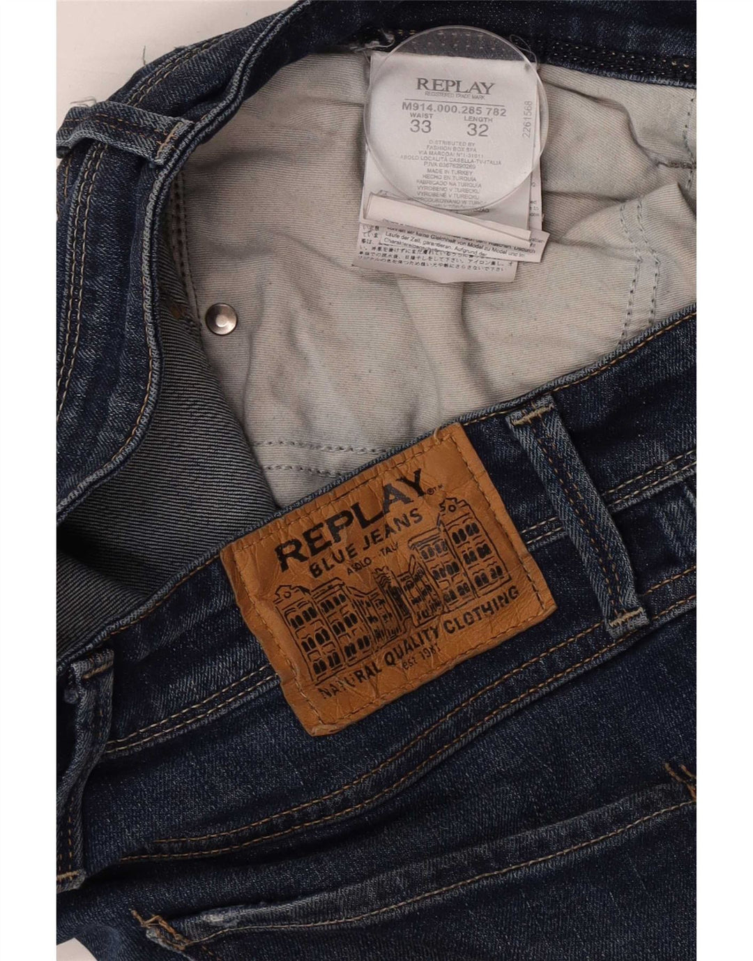 Replay Herre Slim Jeans W33 L32 Blå Bomuld