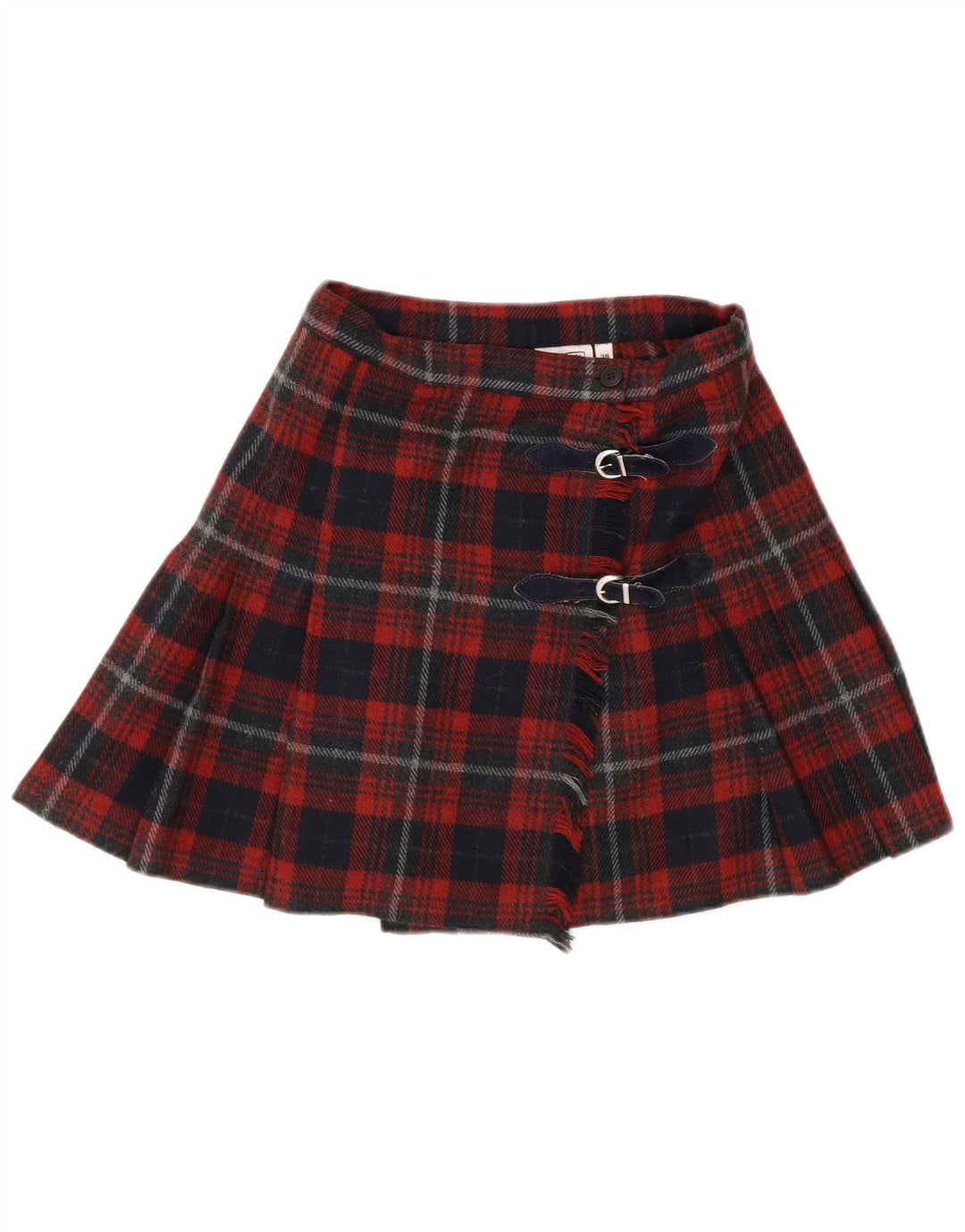 Stefanel Dame Mini Wrap Nederdel IT 38 XS W22 Rød Plaid Uld