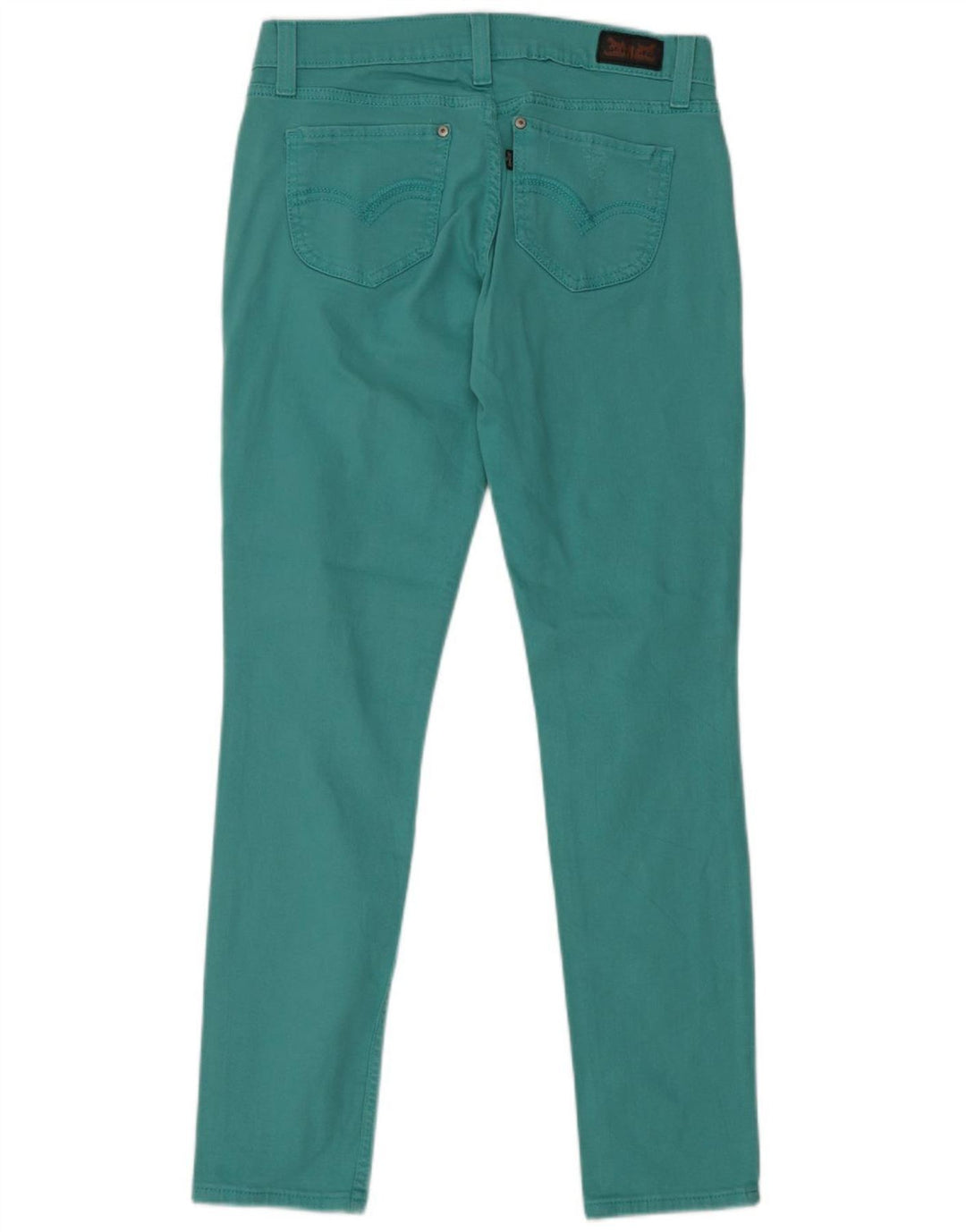 LEVI'S Womens 524 Distressed Super Low Skinny Jeans W28 L32 Grøn bomuld