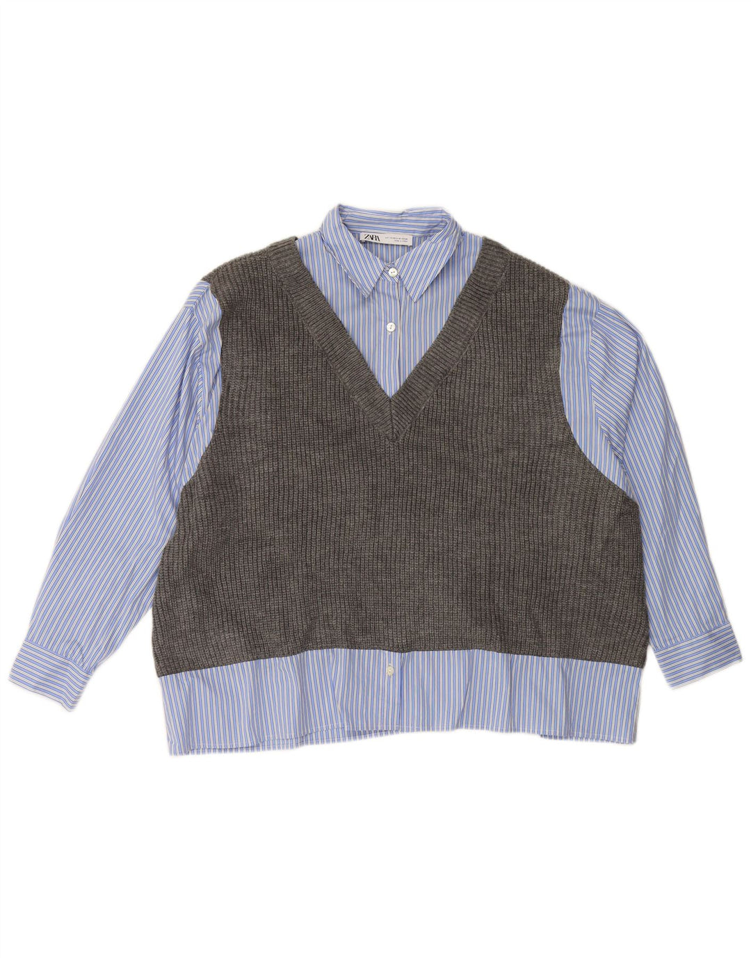 ZARA Oversized strikvest skjorte til kvinder DK 6 XS blå stribet