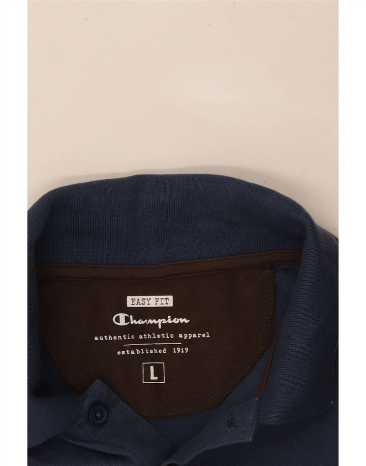CHAMPION Mens Easy Fit Polo Shirt Large Navy Blue Cotton Vintage Champion and Second-Hand Champion from Messina Hembry 