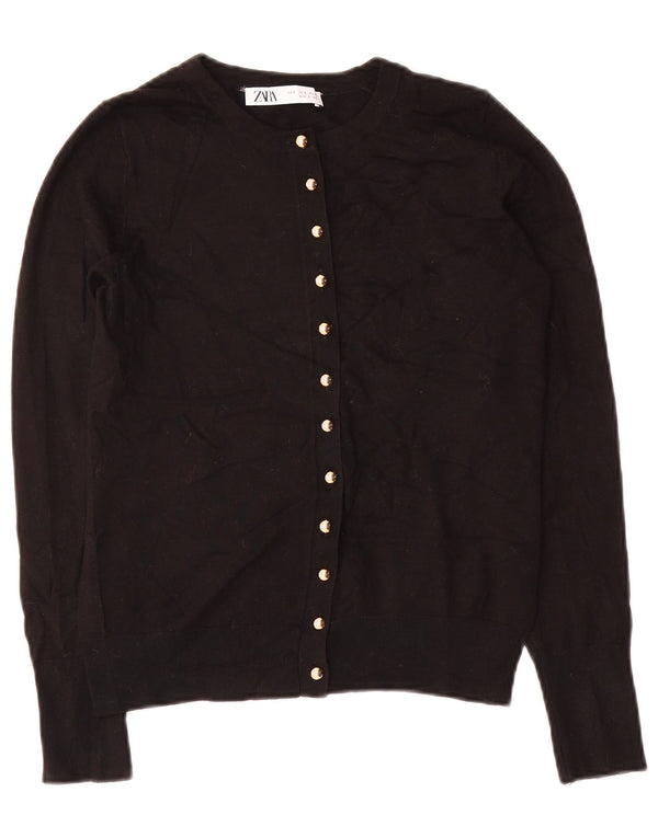 Zara Dame Cardigan Sweater UK 10 Small Black Viscose