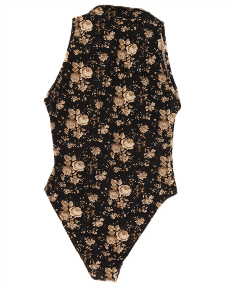 ONYX ærmeløs bodysuit til kvinder UK 8 Small Black Floral