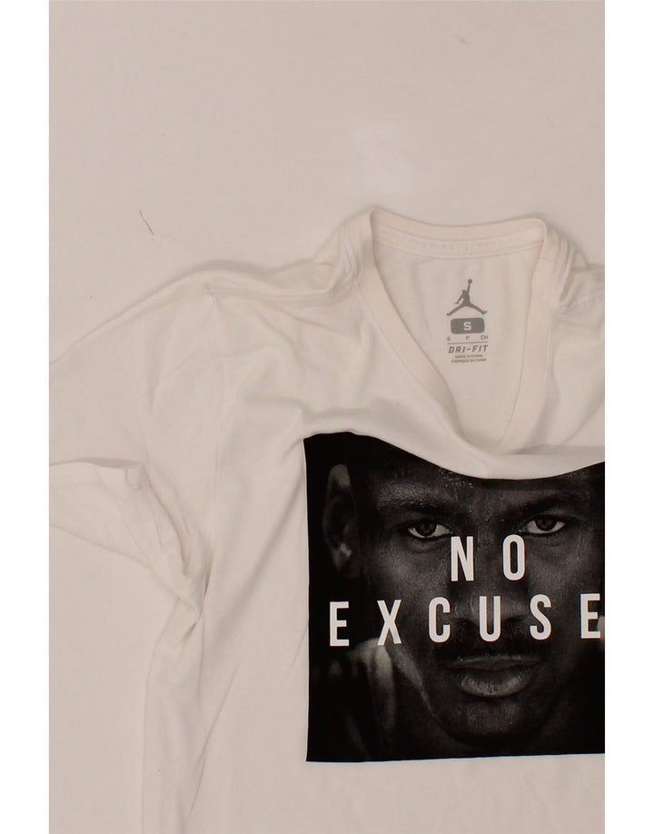 JORDAN Mens Dri Fit Graphic T-Shirt Top Small White Cotton Vintage Jordan and Second-Hand Jordan from Messina Hembry 