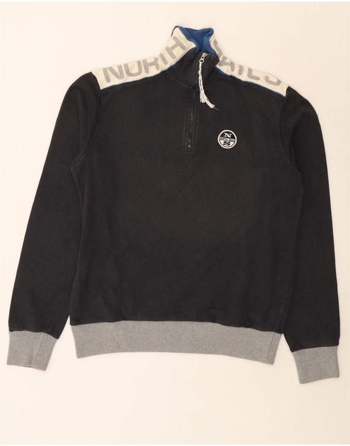 North Sails Herre Grafisk Zip Neck Sweatshirt Jumper Medium Grå Colourblock