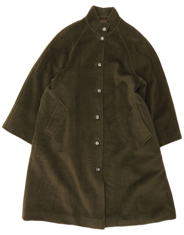 Max Mara Dame Overfrakke UK 12 Medium Khaki Virgin Wool