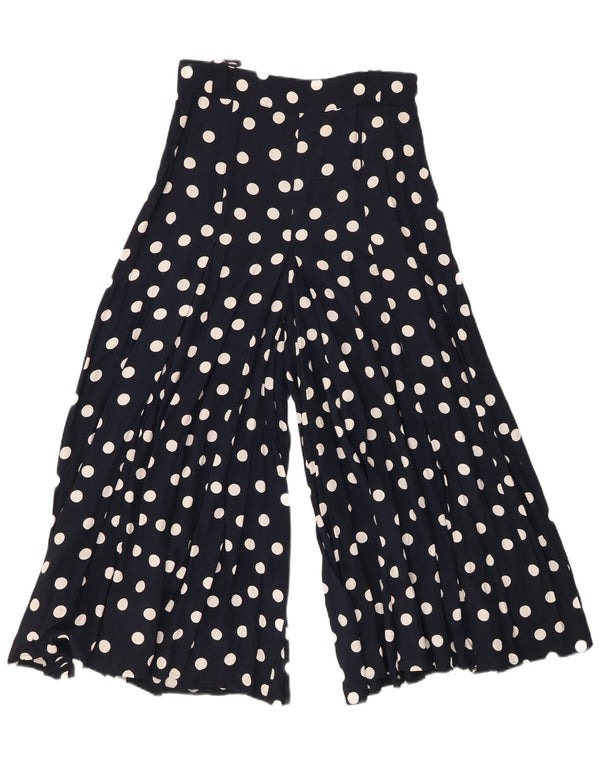 VINTAGE Capribukser med brede ben til kvinder W26 L21 Marineblå plettet