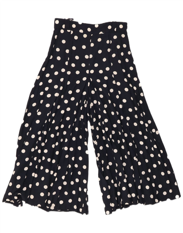 VINTAGE Capribukser med brede ben til kvinder W26 L21 Marineblå plettet