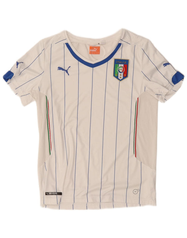 PUMA Boys Italia T-Shirt Top 11-12 år Hvidstribet polyester