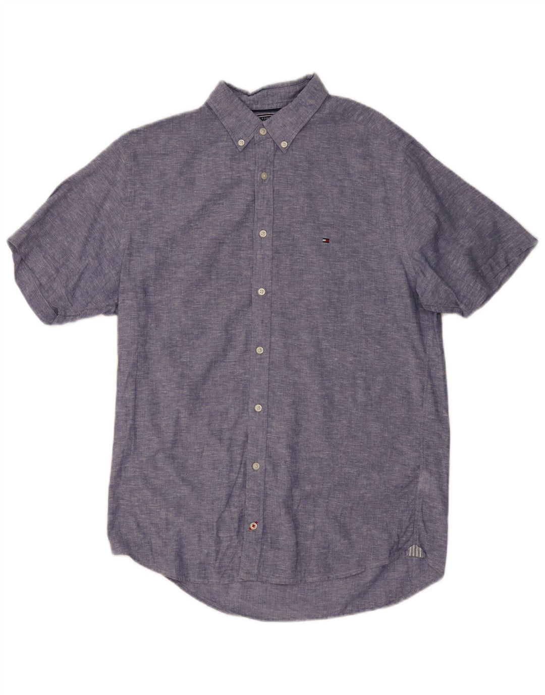 TOMMY HILFIGER Kortærmet herreskjorte Medium Blue Flecked Bomuld