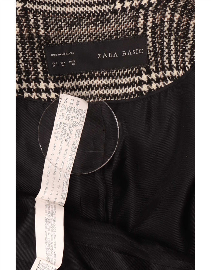 Zara Dame Overfrakke UK 12 Medium Grey Houndstooth Akryl