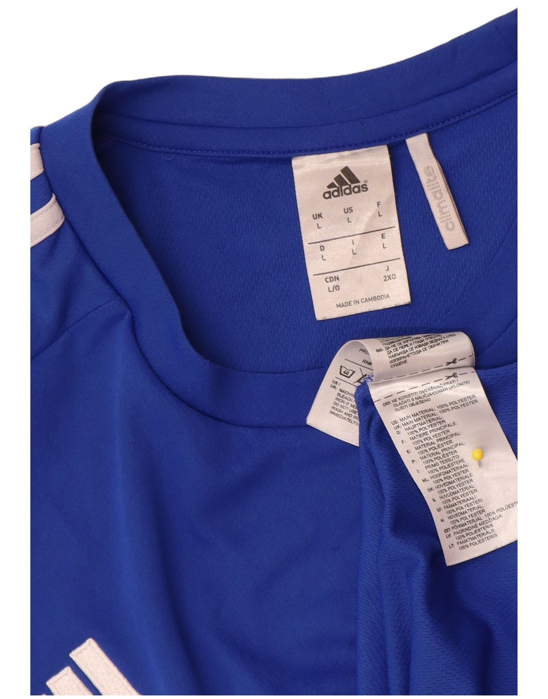 Adidas Herre Climalite T-Shirt Top Stor Blå Colourblock Polyester