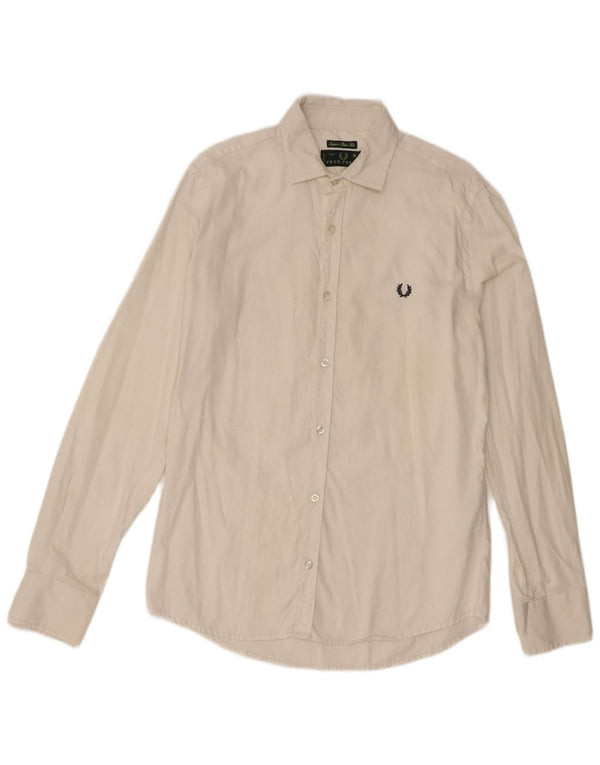 Fred Perry Herre Extra Slim Fit skjorte Medium hvid bomuld