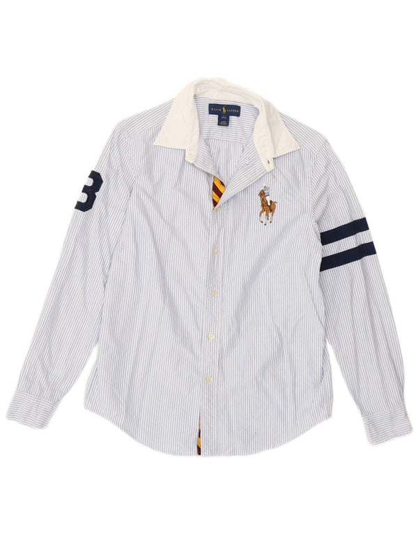 Ralph Lauren drenge grafisk skjorte 14-15 år stor blå nålestribet bomuld