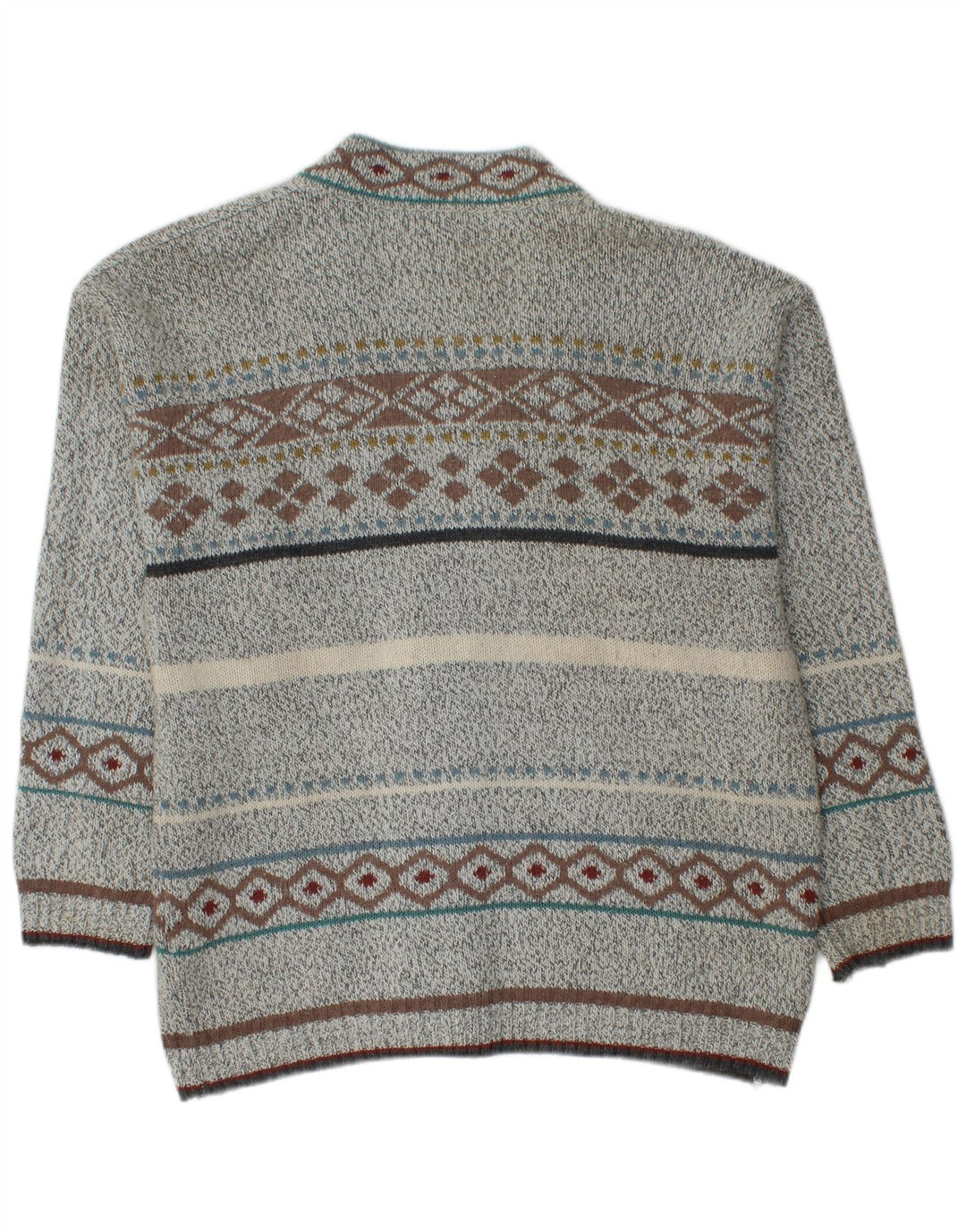 VINTAGE Herre cardigan sweater Medium Grey Fair Isle