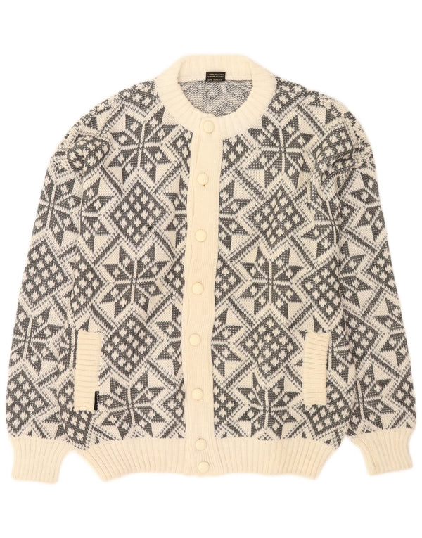 NYT LOOK Herre cardigan sweater Large Off White Fair Isle Akryl