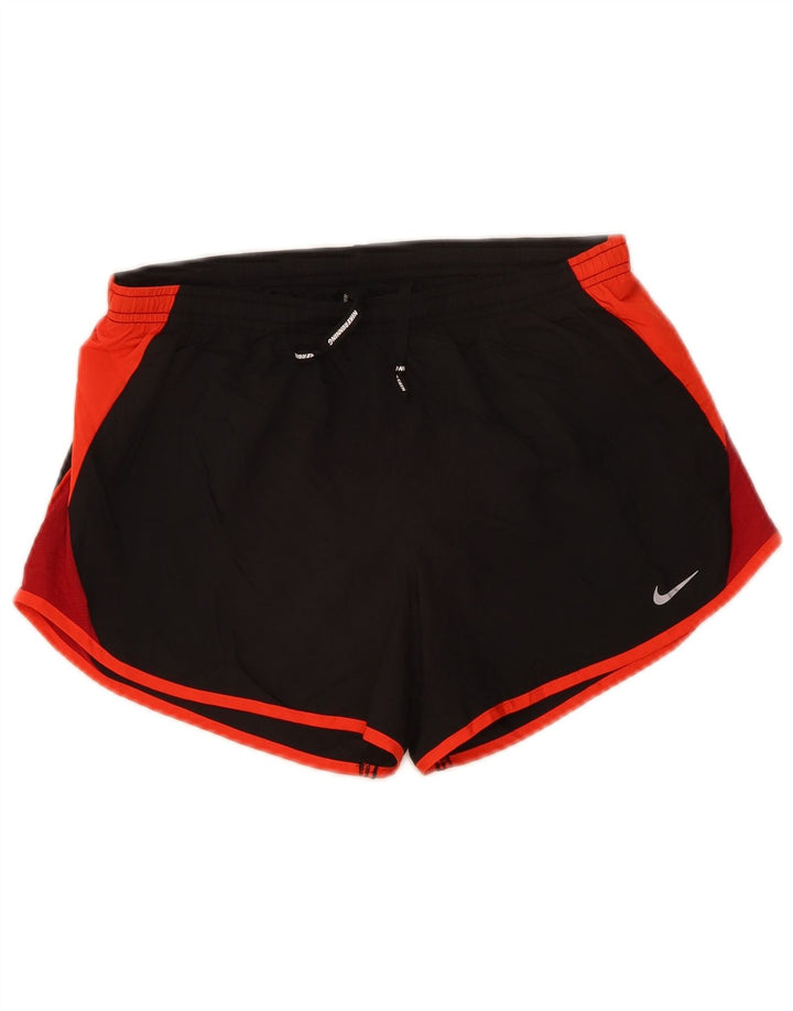 NIKE Womens Dri Fit Sport Shorts UK 10 Small Black Colourblock Polyester