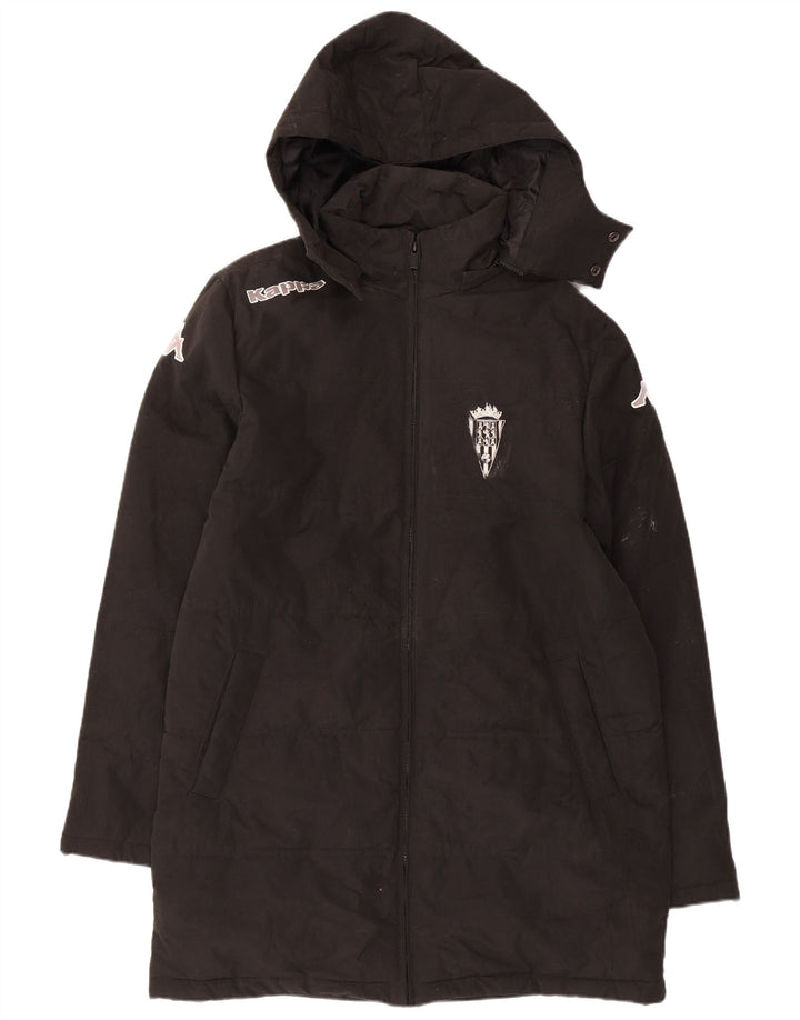 Kappa Herre Graphic Hooded Windbreaker Coat UK 38 Medium Black Polyester