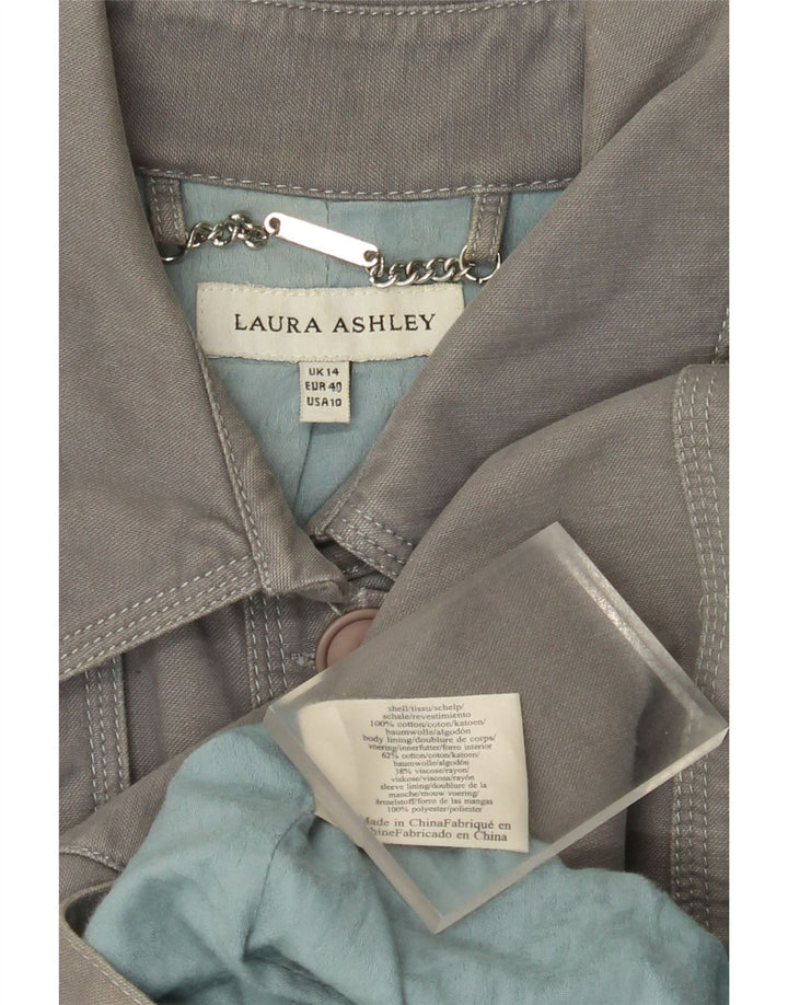 Laura Ashley Dame Trench Coat UK 14 Stor Grå Bomuld