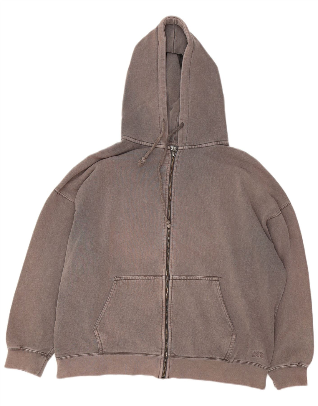Pull & Bear Dame Oversized hættetrøje Sweater med lynlås UK 14 Medium Grey Bomuld