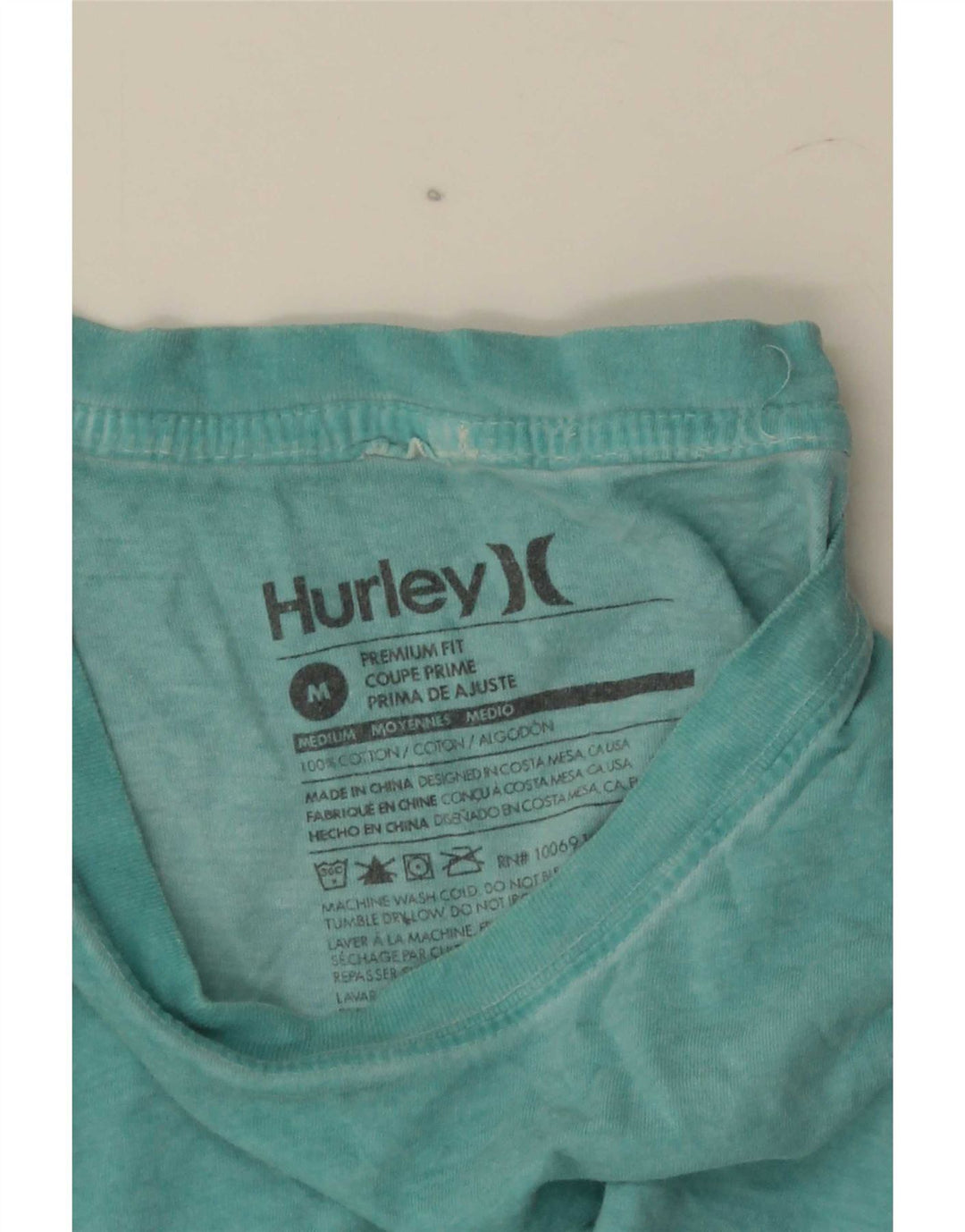 Hurley Herre Premium Fit T-shirt Top Medium Blue Bomuld