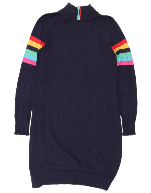 Joules Dame Jumper Dress UK 10 Small Marineblå Stribet Bomuld