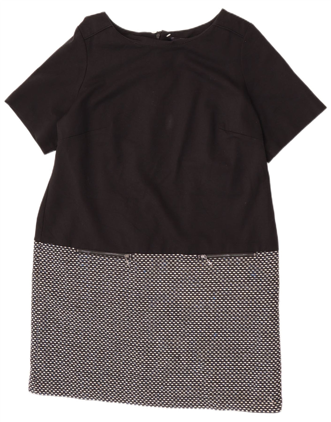Marks & Spencer Womens Shift Dress UK 20 2XL Sort Geometrisk Bomuld
