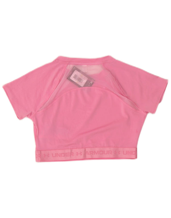 Under Armour Womens Crop Grafisk T-Shirt Top UK 12 Medium Pink Polyester