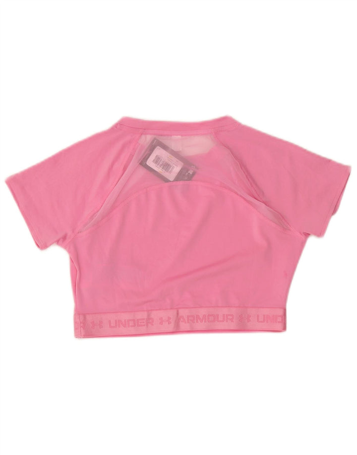 Under Armour Womens Crop Grafisk T-Shirt Top UK 12 Medium Pink Polyester