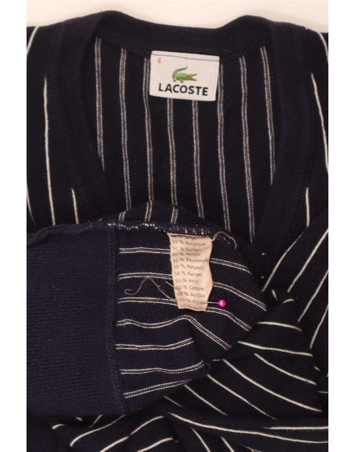 Lacoste Herre V-hals trøjetrøje størrelse 4 Medium Navyblå stribet