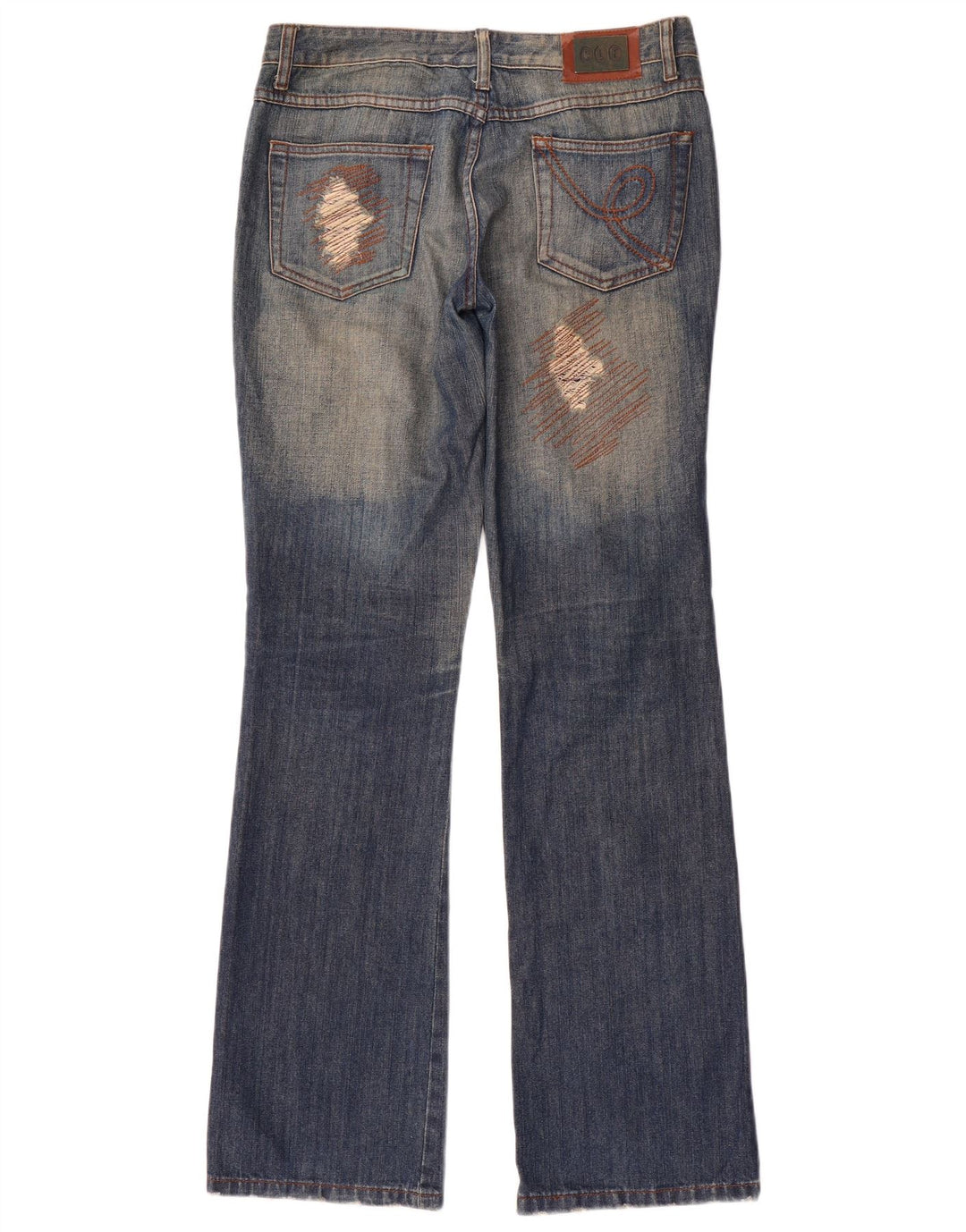 Elisa Landri Dame Distressed Bootcut Jeans IT 44 Medium W30 L35 Blue