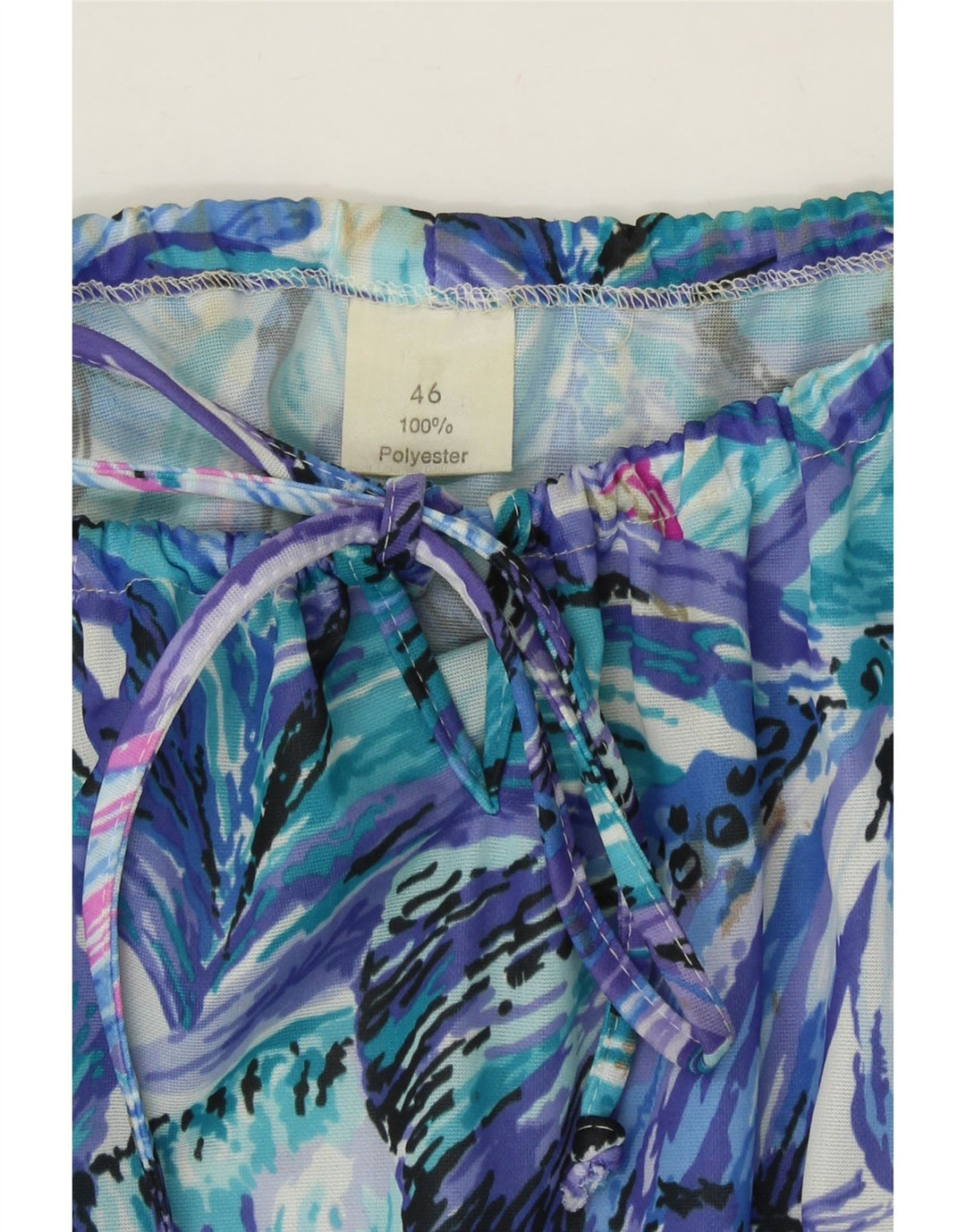 VINTAGE Womens A-Line Dress IT 46 Large Blue Floral Polyester Vintage Vintage and Second-Hand Vintage from Messina Hembry 