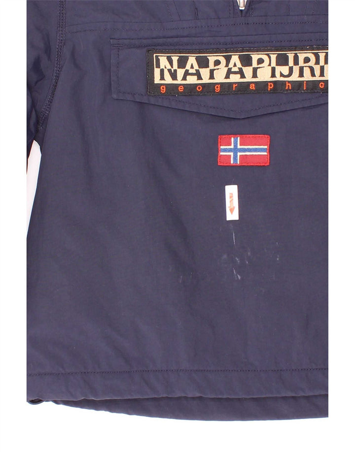 Napapijri drenge grafisk hættejakke anorak 5-6 år marineblå polyamid