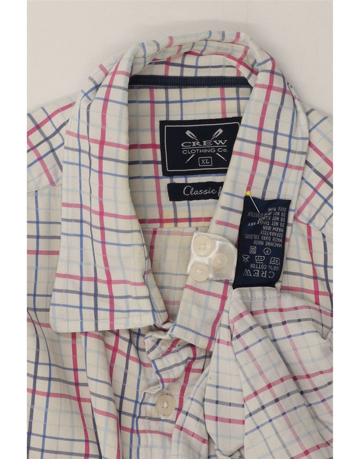 Crew Clothing Herre Classic Fit skjorte XL Hvid ternet bomuld