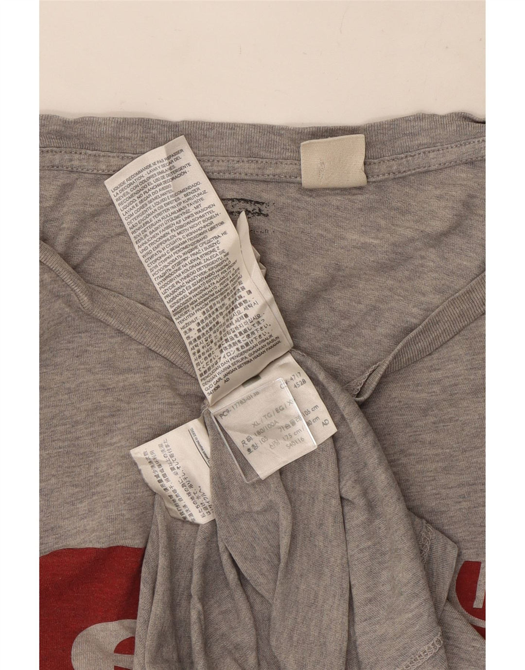 Levi's Herre grafisk T-shirt Top XL Grå Flecked Bomuld