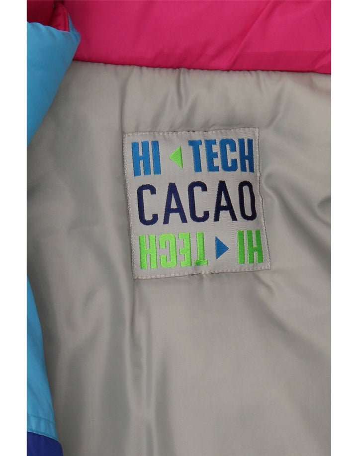 Cacao Dame Hætte Ski Jumpsuit IT 46 Stor Blå Colourblock Nylon
