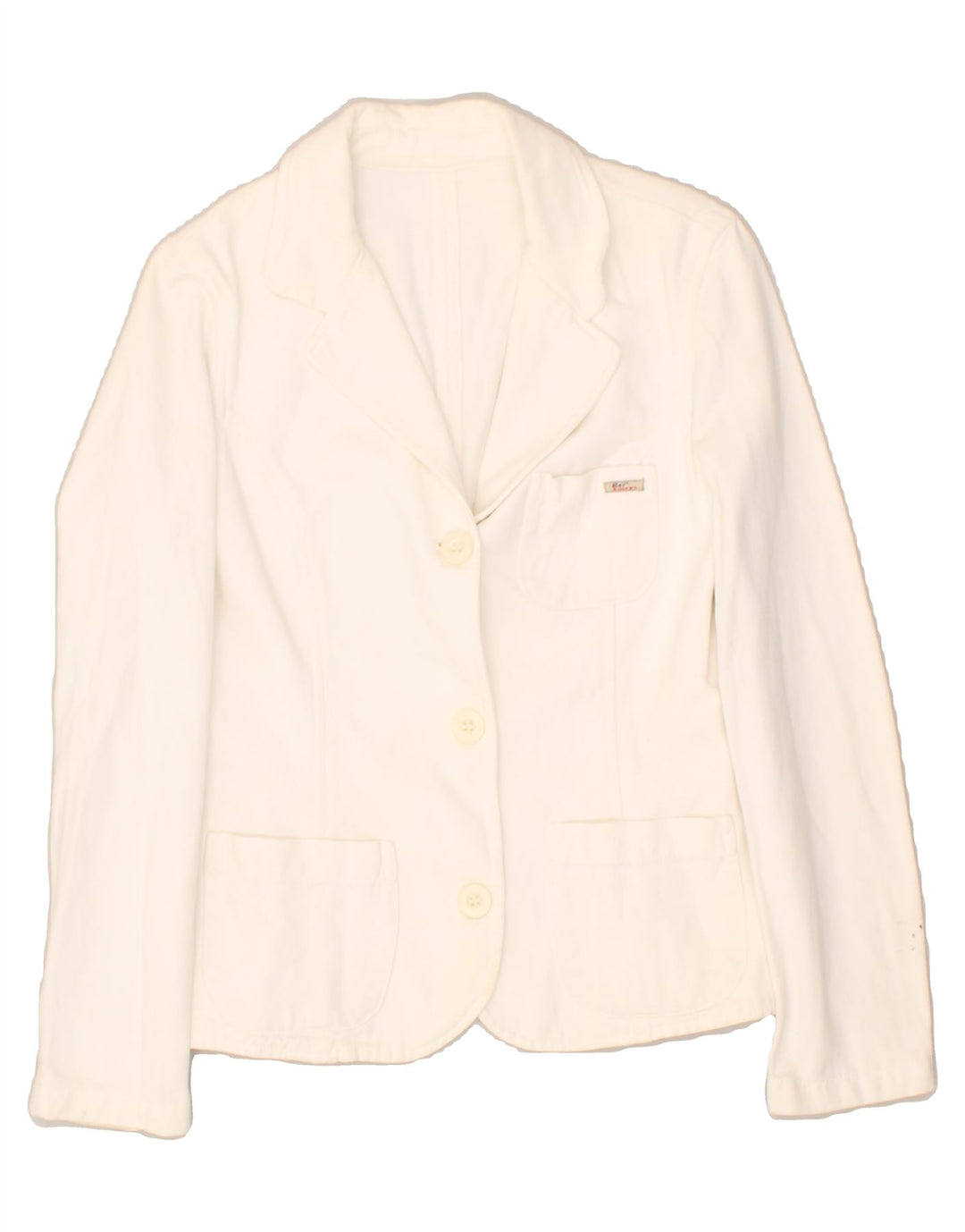 ROY ROGERS Womens 3 Button Blazer Jacket UK 10 Small White Cotton | Vintage Roy Rogers | Thrift | Second-Hand Roy Rogers | Used Clothing | Messina Hembry 