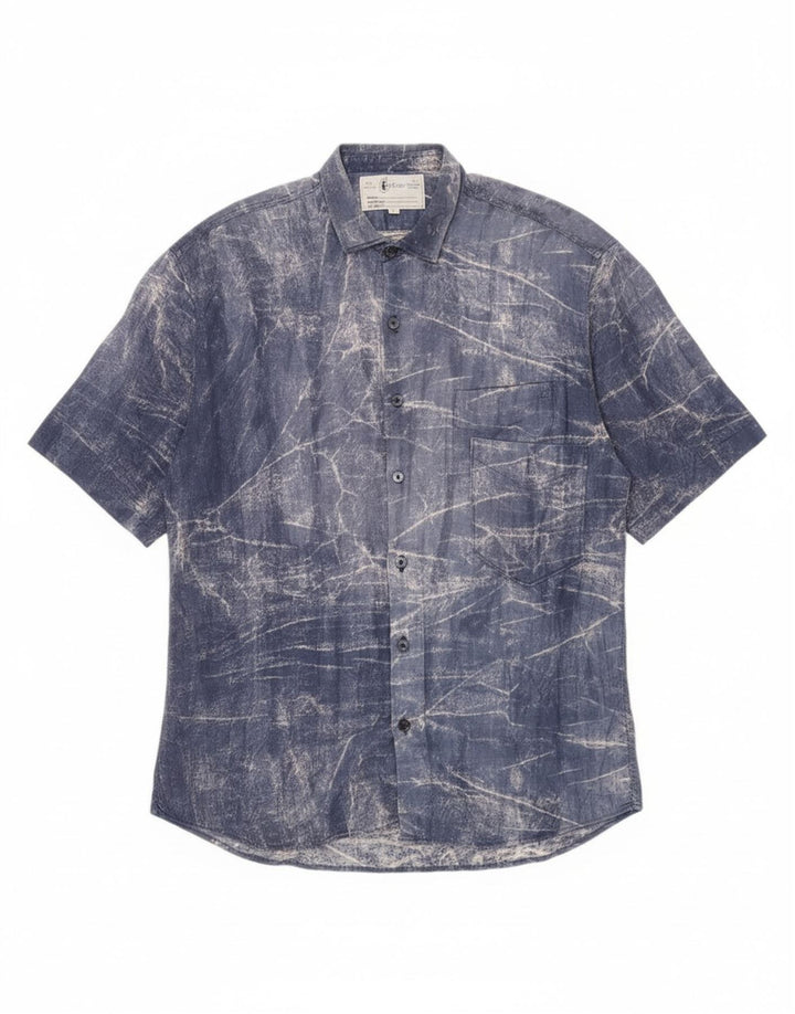 VINTAGE Mens Short Sleeve Shirt Large Blue Tie Dye