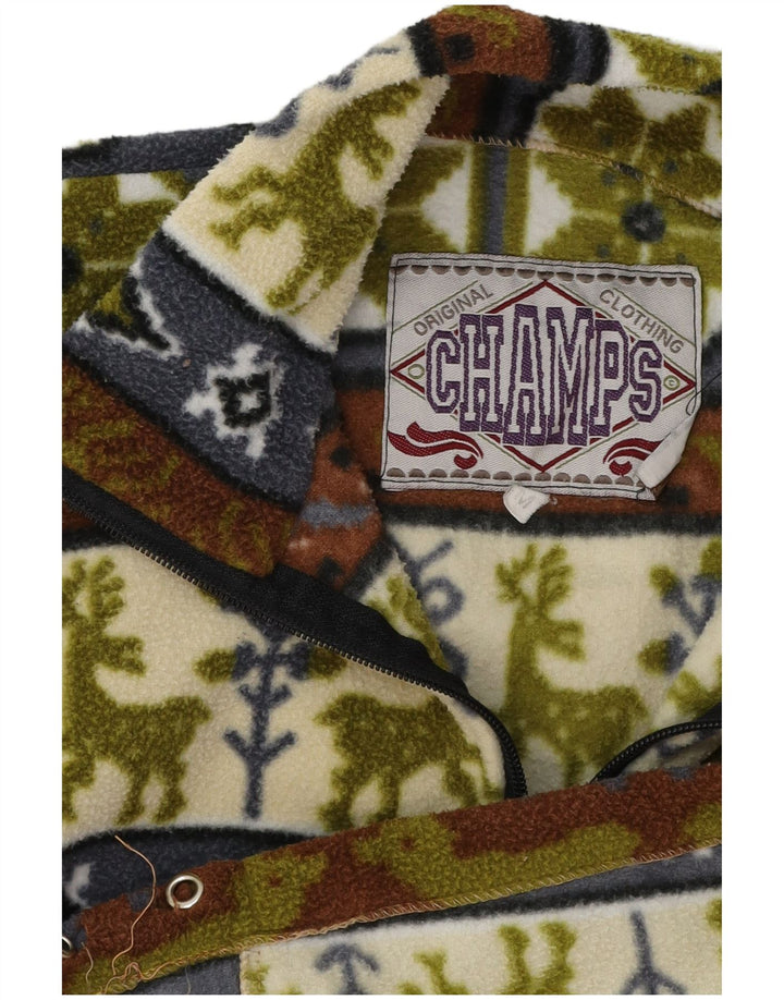 Vintage herre lynlås hals fleece jumper medium flerfarvet Fair Isle