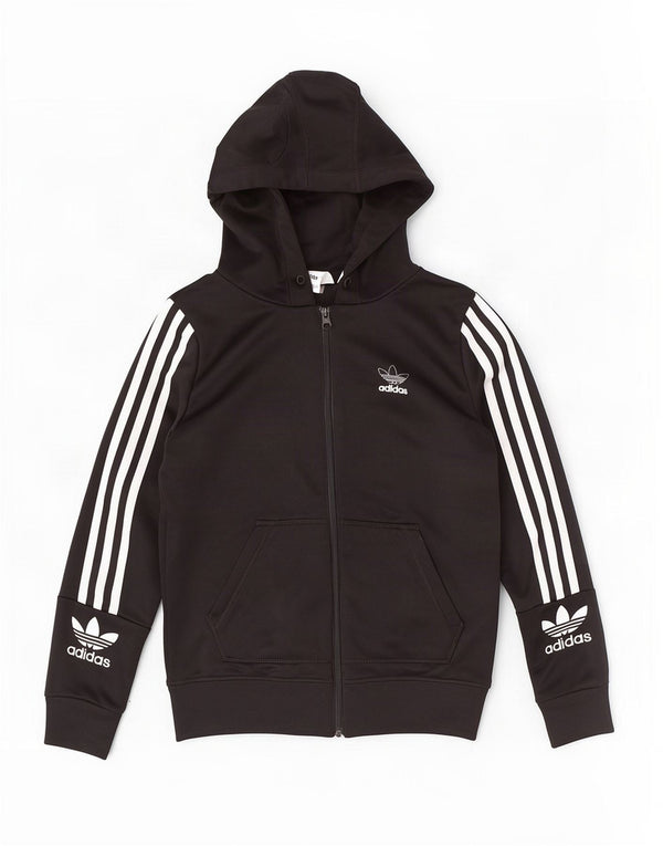 Adidas Dame Grafisk Hættetrøje Sweater UK 6 XS Sort Polyester