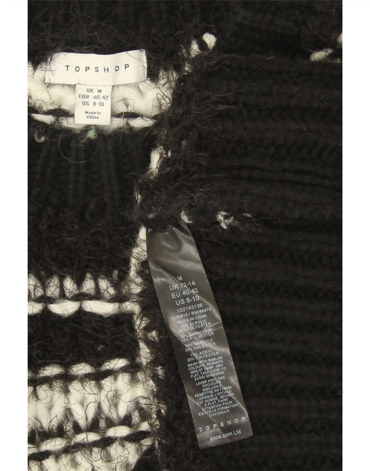 TOPSHOP Womens Crew Neck Jumper Sweater UK 14 Medium Black Striped Vintage Topshop and Second-Hand Topshop from Messina Hembry 